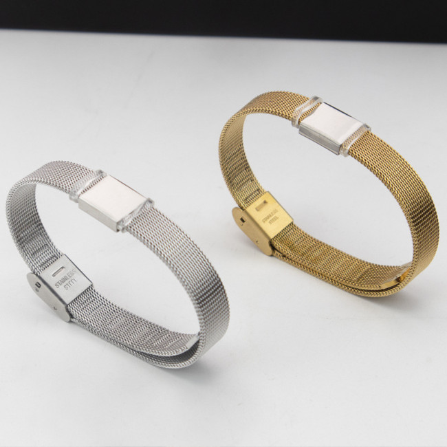Wholesale Stainless Steel Mesh Belt Engravable ID Bracelet