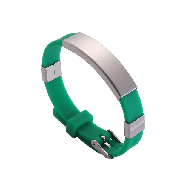 Wholesale Colorful Silicone Stainless Steel ID Plate Bracelet