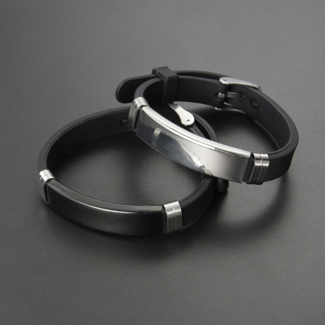 Wholesale Personalize Silicone Stainless Steel ID Bracelet