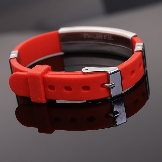 Wholesale Colorful Silicone Stainless Steel ID Plate Bracelet