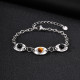 Wholesale Stainless Steel Hammered Oval Disc Natural Stone Bracelet