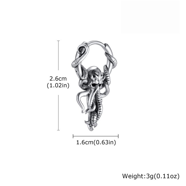 Wholesale Vintage Stainless Steel Octopus Cthulhu Hoop Earrings