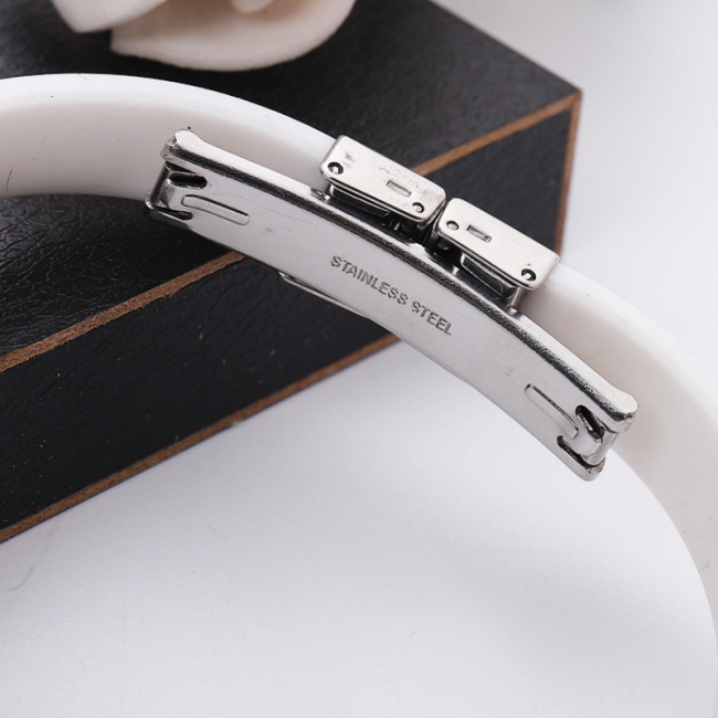 Wholesale Silicone Black Stainless Steel Engravable ID Bracelet