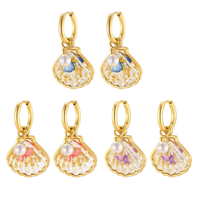 Wholesale Gold Plated Resin Seashell Pearl Jewelry Set
