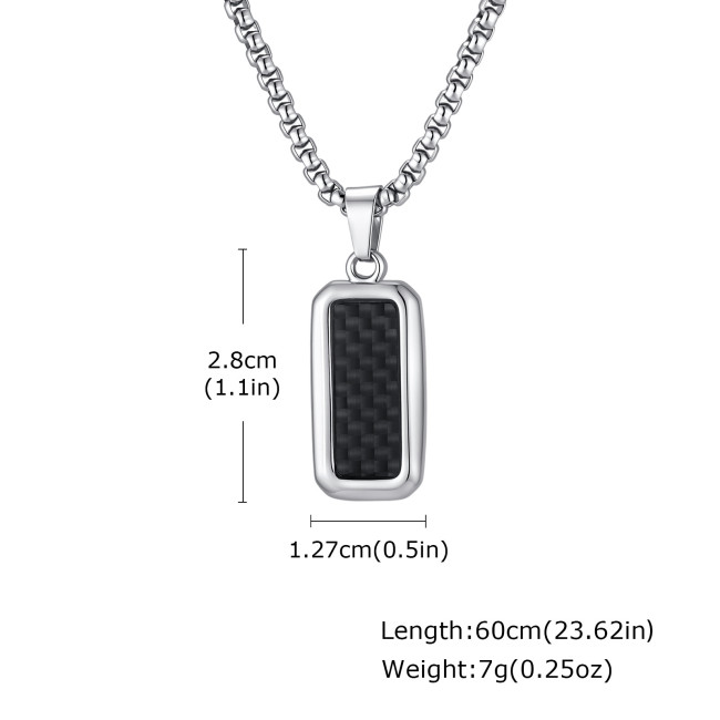Wholesale Men's Stainless Steel Carbon Fiber Pendant Necklace