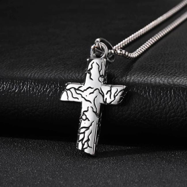 Wholesale Men's Stainless Steel Cracked Cross Pendant