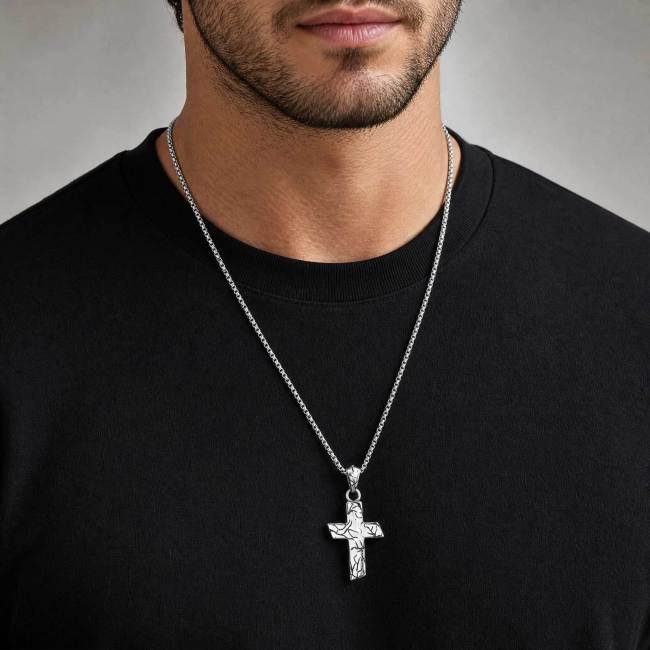 Wholesale Men's Stainless Steel Cracked Cross Pendant