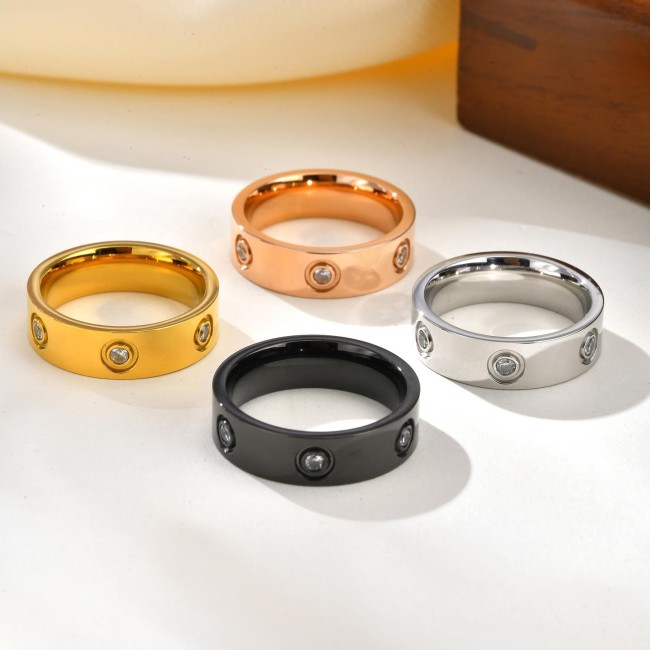 Wholesale Modern Stainless Steel CZ Band Ring