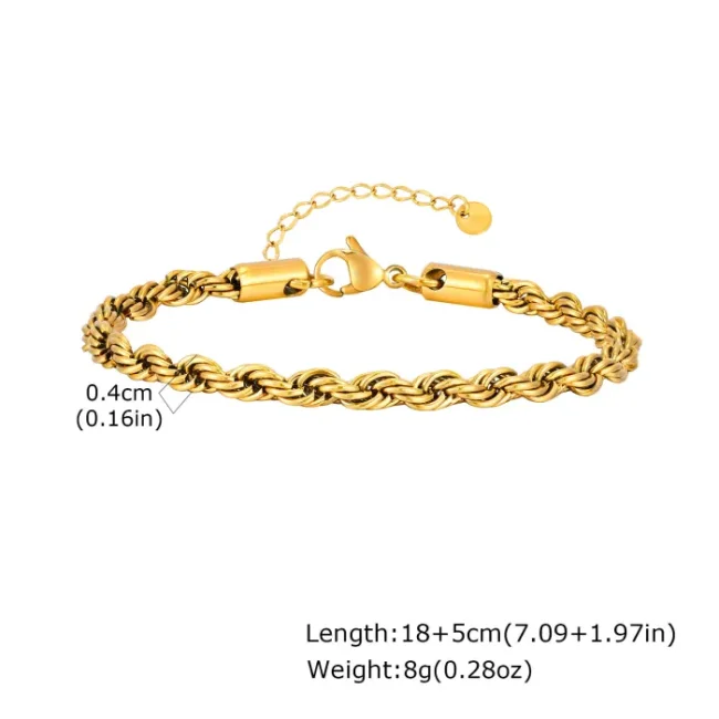 Wholesales Stainless Steel Twisted Rope Chain Link Bracelet
