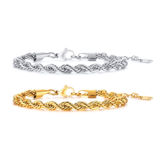 Wholesales Stainless Steel Twisted Rope Chain Link Bracelet