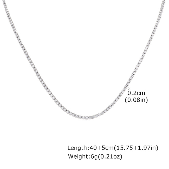 Wholesale Classic Stainless Steel CZ Tennis Chain Necklace