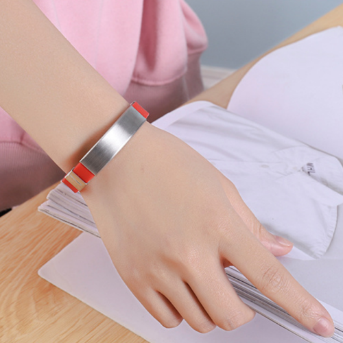 Wholesale Colorful Silicone Stainless Steel ID Plate Bracelet