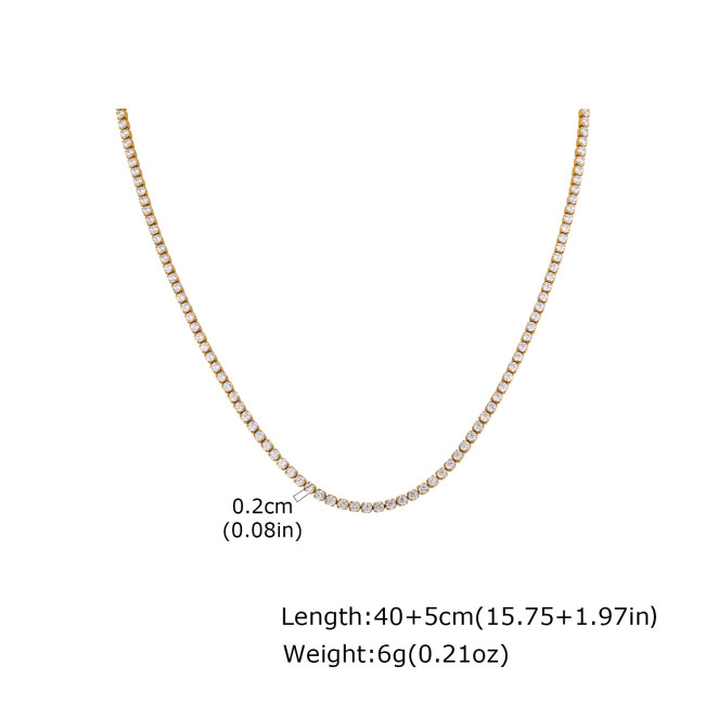Wholesale Classic Stainless Steel CZ Tennis Chain Necklace
