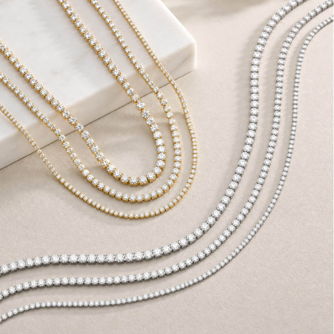 Wholesale Classic Stainless Steel CZ Tennis Chain Necklace