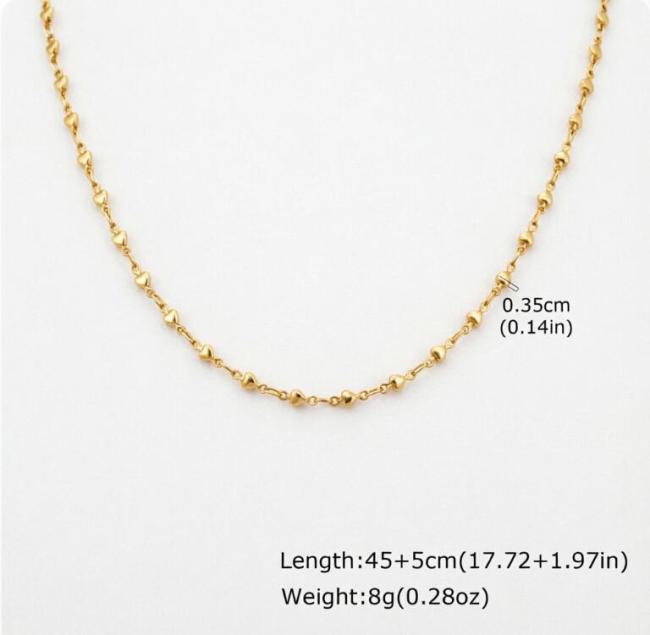Wholesale Stainless Steel Tiny Heart Station Chain Necklace