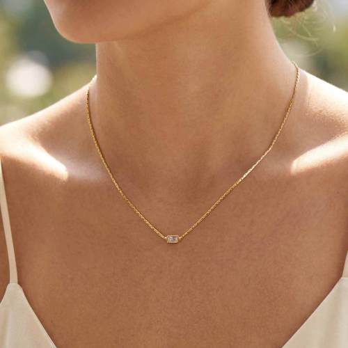 Wholesale Stainless Steel Baguette CZ Station Chain Jewelry Set