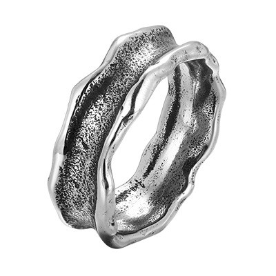 Wholesale Stainless Steel Irregular Wavy Lava Textured Ring