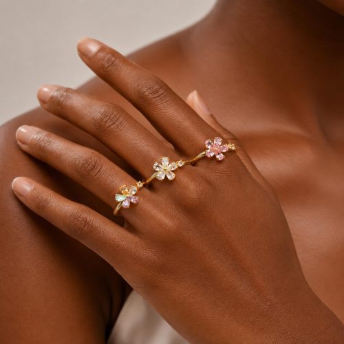 Wholesale Brass CZ Flower Band Ring Collection