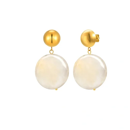 Wholesale Stainless Steel Geometric Shell Disc Statement Earrings