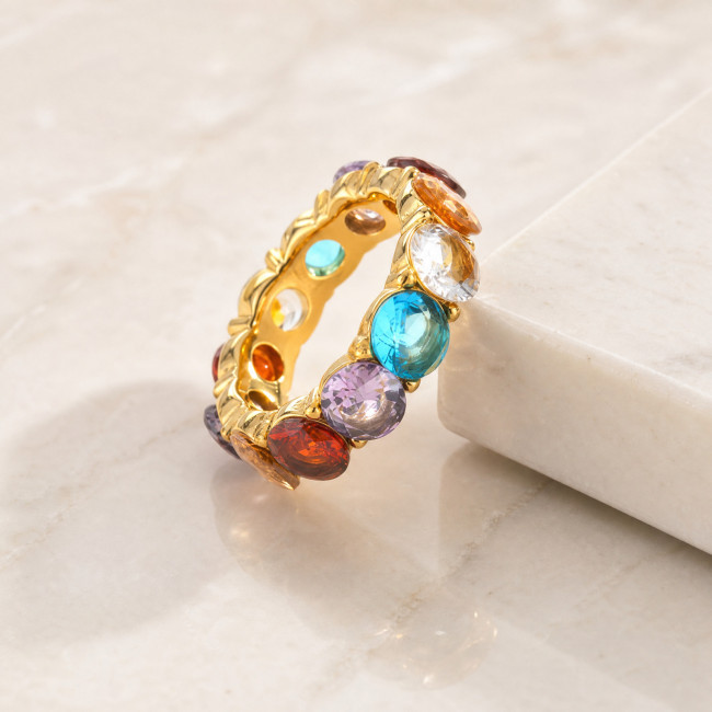 Wholesale Luxury Multi-Gemstone Eternity Band Ring