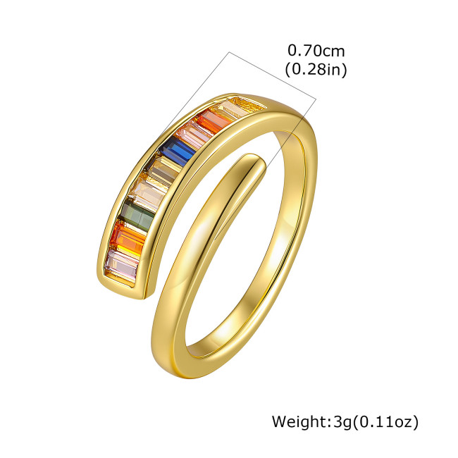 Wholesale Brass Gold Plated Colorful CZ Open Rings