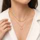 Wholesale Stainless Steel Layered Colorful Bead Necklace Set