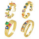 Wholesale Brass Gold Plated Colorful CZ Open Rings