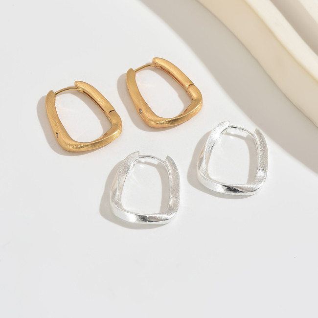 Wholesale Stainless Steel Satin Finish CZ Hoop Earrings