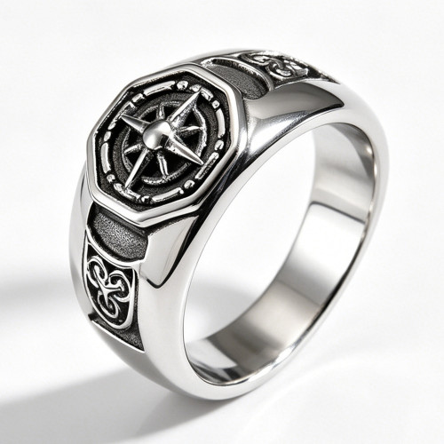 Wholesale Stainless Steel Compass Signet Ring