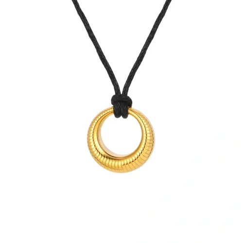 Wholesale Stainless Steel Chunky Ridged Open Circle Cord Necklace