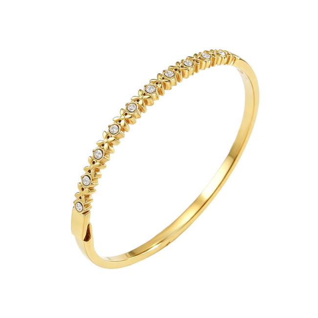 Wholesale Stainless Steel Enamel Floral Bangle Set