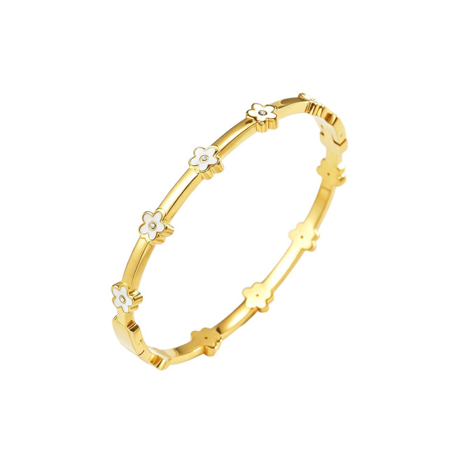 Wholesale Stainless Steel Enamel Floral Bangle Set