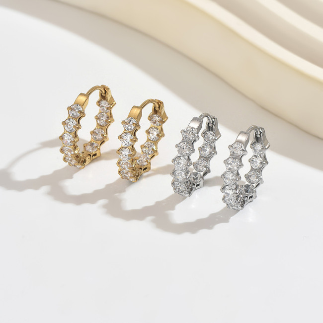 Wholesale Stainless Steel CZ Eternity Hoop Earrings
