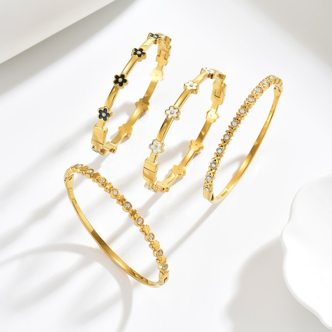 Wholesale Stainless Steel Enamel Floral Bangle Set