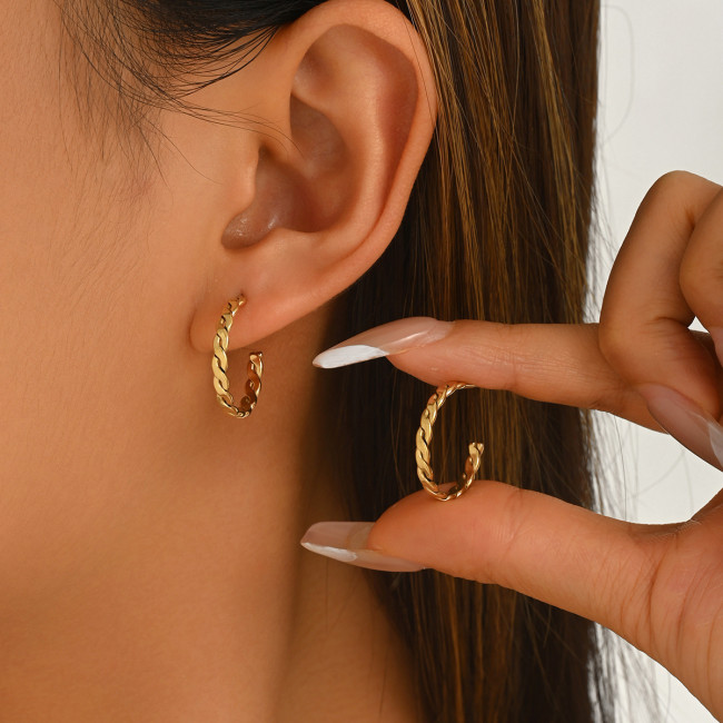 Wholesale Stainless Steel Twisted Rope Hoop Earrings