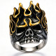 Wholesale Stainless Steel Two-Tone Flaming Skull Ring