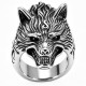 Wholesale Men's Stainless Steel Viking Wolf Head Biker Ring