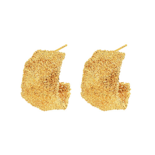 Wholesal Textured Wide C Hoop Earrings