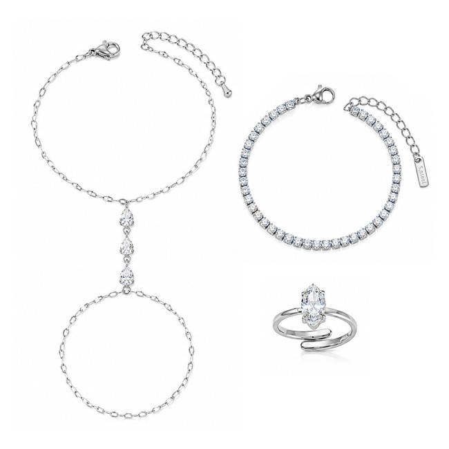 Wholesale CZ Hand Harness Bracelet Jewelry Set