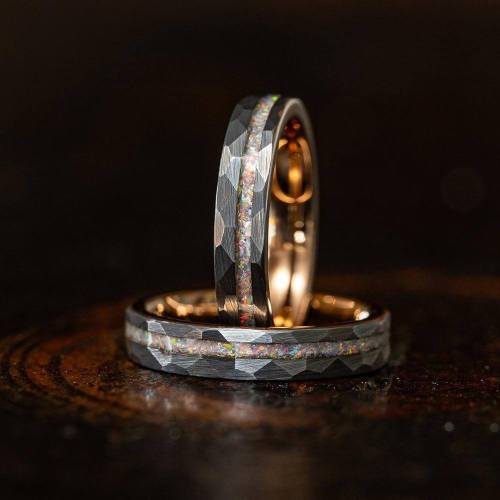 Wholesale Rose Gold Tungsten Carbide Hammered Wedding Band