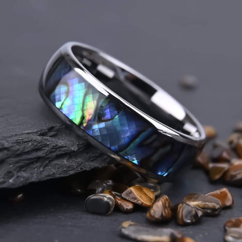 Wholesale Tungsten Carbide Abalone Shell Inlay Wedding Band