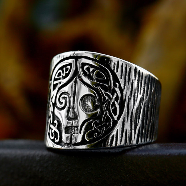 Wholesale Odin Mask Celtic Knot Stainless Steel Ring