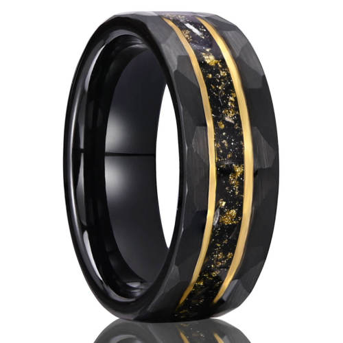 Wholesale 8mm Black Hammered Tungsten Carbide Ring