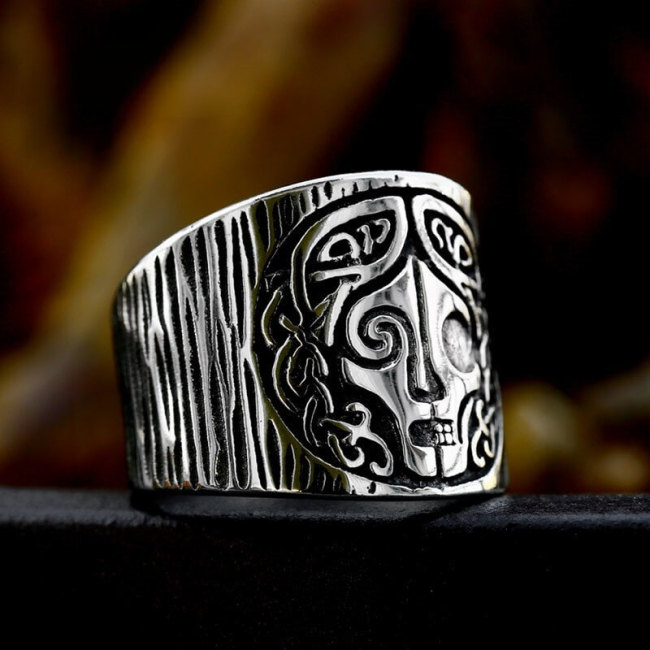 Wholesale Odin Mask Celtic Knot Stainless Steel Ring