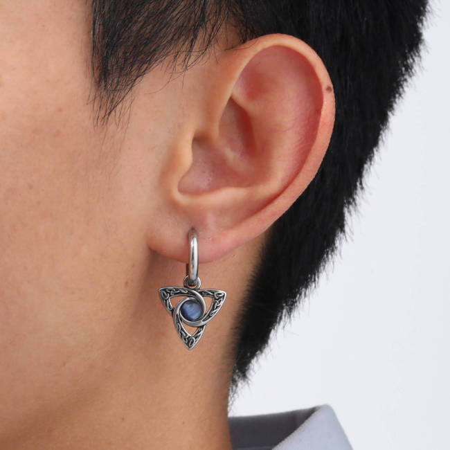Wholesale Stainless Steel Viking Celtic Triangle Stone Earrings