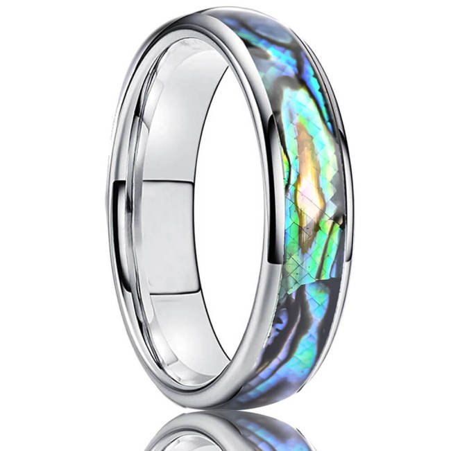 Wholesale Tungsten Carbide Abalone Shell Inlay Wedding Band