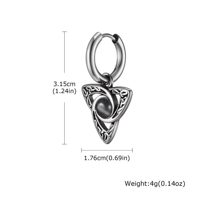 Wholesale Stainless Steel Viking Celtic Triangle Stone Earrings