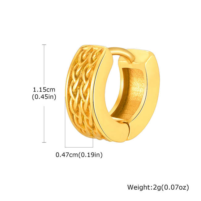 Wholesale Stainless Steel Vintage Chainmail Woven Huggie Earrings