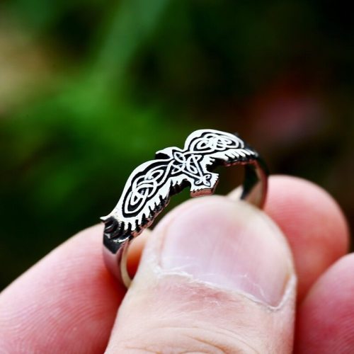 Wholesale Viking Raven Celtic Knot Stainless Steel Ring