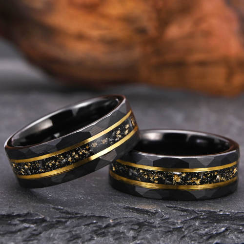 Wholesale 8mm Black Hammered Tungsten Carbide Ring